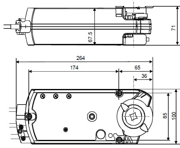 Размеры электропривода Siemens GGA326.1E